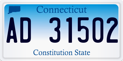 CT license plate AD31502