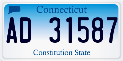 CT license plate AD31587