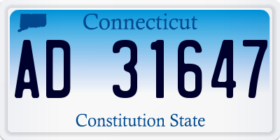 CT license plate AD31647