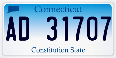 CT license plate AD31707