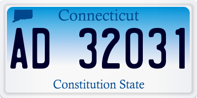 CT license plate AD32031