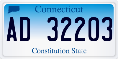 CT license plate AD32203