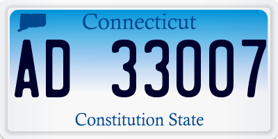 CT license plate AD33007