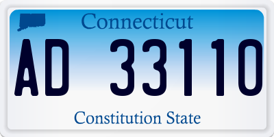 CT license plate AD33110
