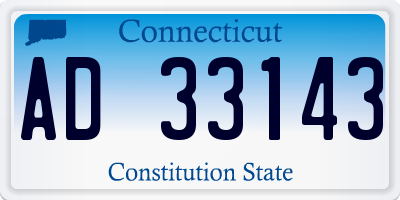 CT license plate AD33143