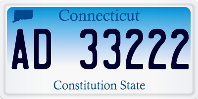 CT license plate AD33222