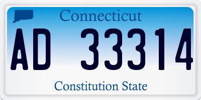 CT license plate AD33314