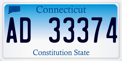 CT license plate AD33374