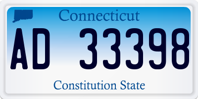 CT license plate AD33398