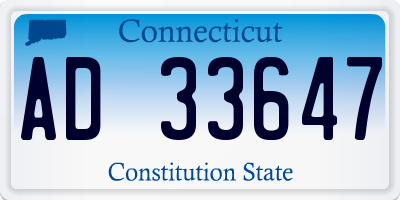 CT license plate AD33647