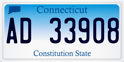 CT license plate AD33908