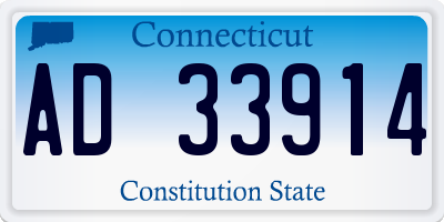 CT license plate AD33914