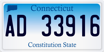 CT license plate AD33916