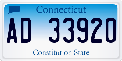 CT license plate AD33920