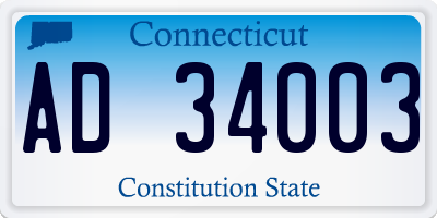 CT license plate AD34003