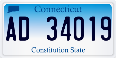 CT license plate AD34019
