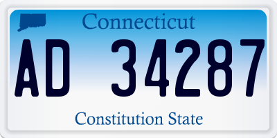 CT license plate AD34287