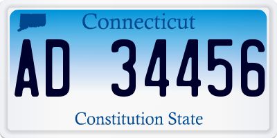 CT license plate AD34456