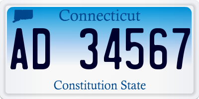 CT license plate AD34567