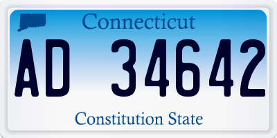CT license plate AD34642