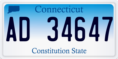 CT license plate AD34647