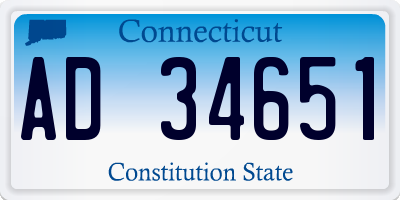 CT license plate AD34651