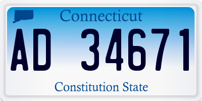 CT license plate AD34671