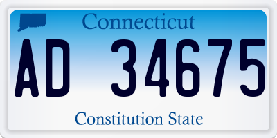 CT license plate AD34675