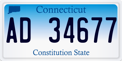 CT license plate AD34677