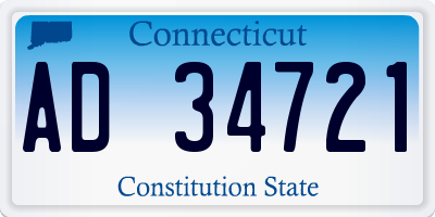CT license plate AD34721