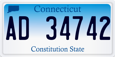 CT license plate AD34742