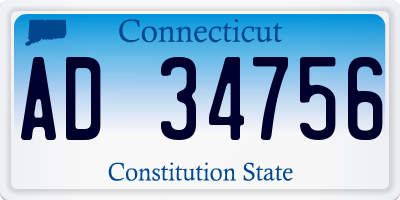 CT license plate AD34756