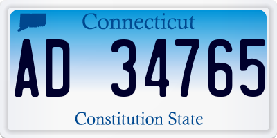 CT license plate AD34765