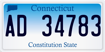 CT license plate AD34783