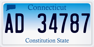 CT license plate AD34787