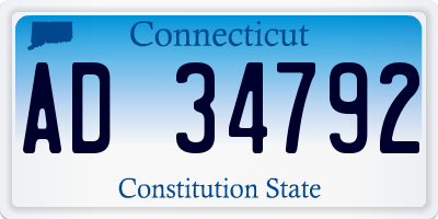 CT license plate AD34792