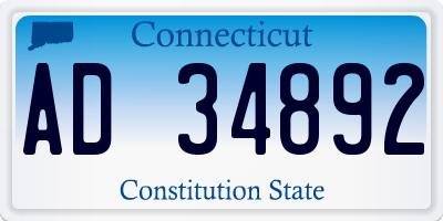 CT license plate AD34892