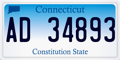 CT license plate AD34893