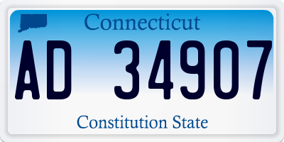 CT license plate AD34907