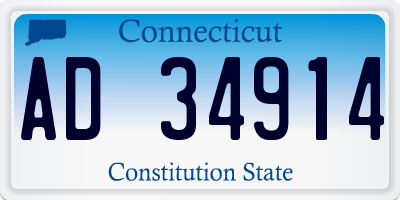 CT license plate AD34914