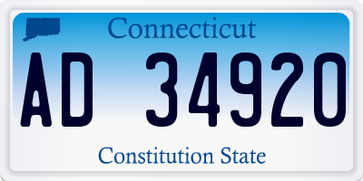 CT license plate AD34920