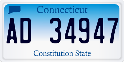 CT license plate AD34947