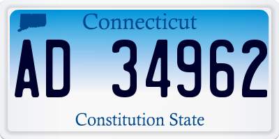 CT license plate AD34962