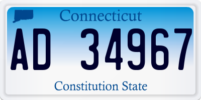 CT license plate AD34967