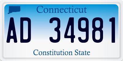CT license plate AD34981