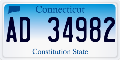 CT license plate AD34982