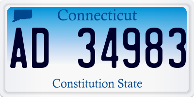 CT license plate AD34983