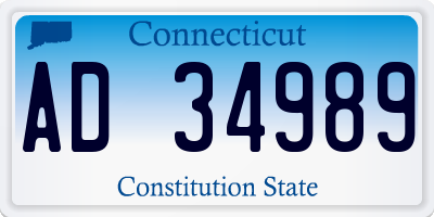 CT license plate AD34989