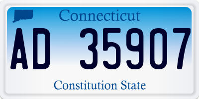CT license plate AD35907