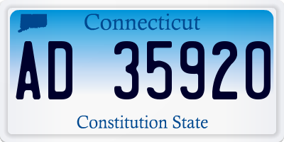CT license plate AD35920